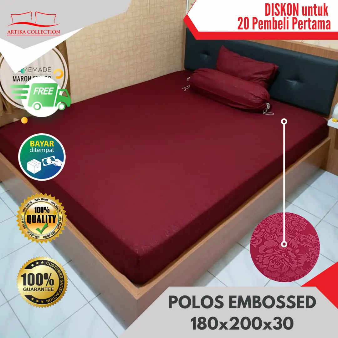 Sprei 180x200x30 King Polos Emboss Seprai Tinggi 30cm Custom Aesthetic