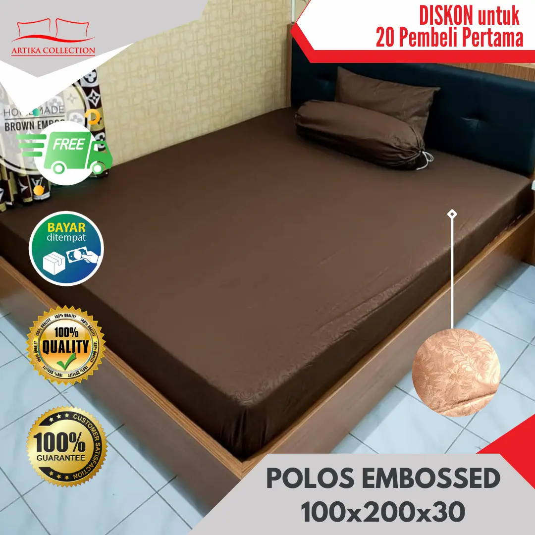 Sprei 100x200x30 Polos Single Size Embos Seprai Kosan Aesthetic