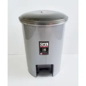 SHINPO TEMPAT SAMPAH INJAK PEDAL BULAT SIP 840 L SIP840L 15L ABU ASLI