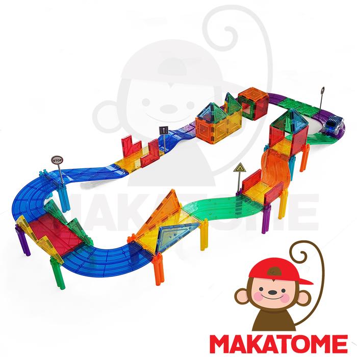 Gambar Magnetic Tiles Car Track Set 34 pcs magnet tile mobil mainan toys dari Makatome Shop Kota Tangerang Selatan Tokopedia