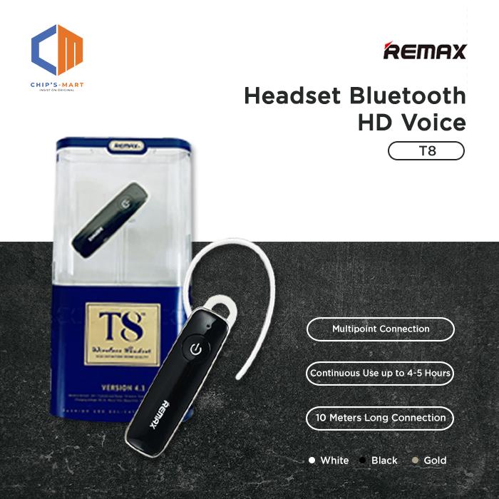 Gambar REMAX BLUETOOTH earphone T8 100% original support 2 phone connected dari CHIPSMART SEMARANG Kota Semarang Tokopedia