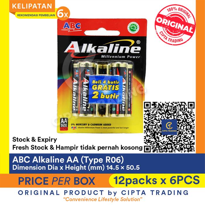 Gambar ABC Alkaline AA 6 PCs Pack (1 Carton = 6 Pcs x 12 Packs) dari Cipta Trading Kota Administrasi Jakarta Barat Tokopedia