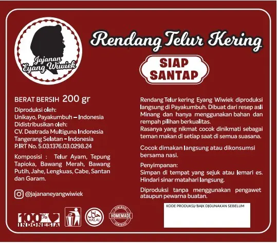Keripik Rendang Telur Telor Kering Minang Padang Payakumbuh Asli 200gr 1