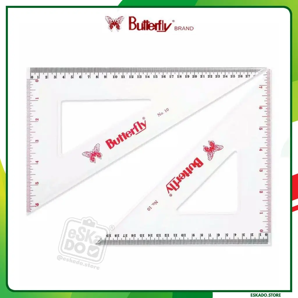Lexan Ruler Acrylic Ruler / Penggaris / Butterfly Set Penggaris Segitiga No. 10 ...