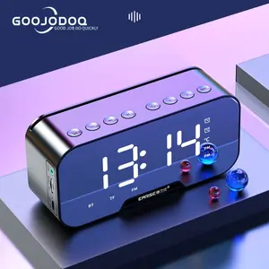GOOJODOQ Speaker Jam Bluetooth Portable Dan FM Radio Wireless Bass Mini Stereo Original - LED Display Alarm Clock Smart Speaker  Speaker Rak Buku Speaker Komputer HDMI USB