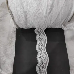 (Harga Per Meter) Renda Stretch Putih Bersih, Lebar 5cm