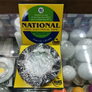 NATIONAL Isolasi Listrik Hitam 5 Mils x 3/4" x 20 Mtrs Vinyl Electrical Tape Cocok untuk Listrik hingga 600 V dan 80°C