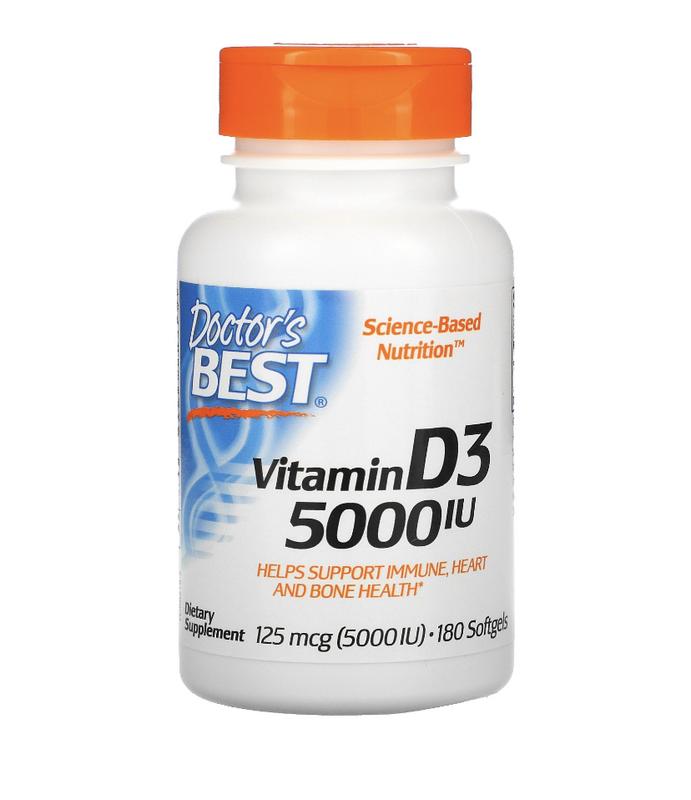 Doctor's Best vitamin D3 immune n bone 125 mcg 5000 IU 180 360 softgel 1