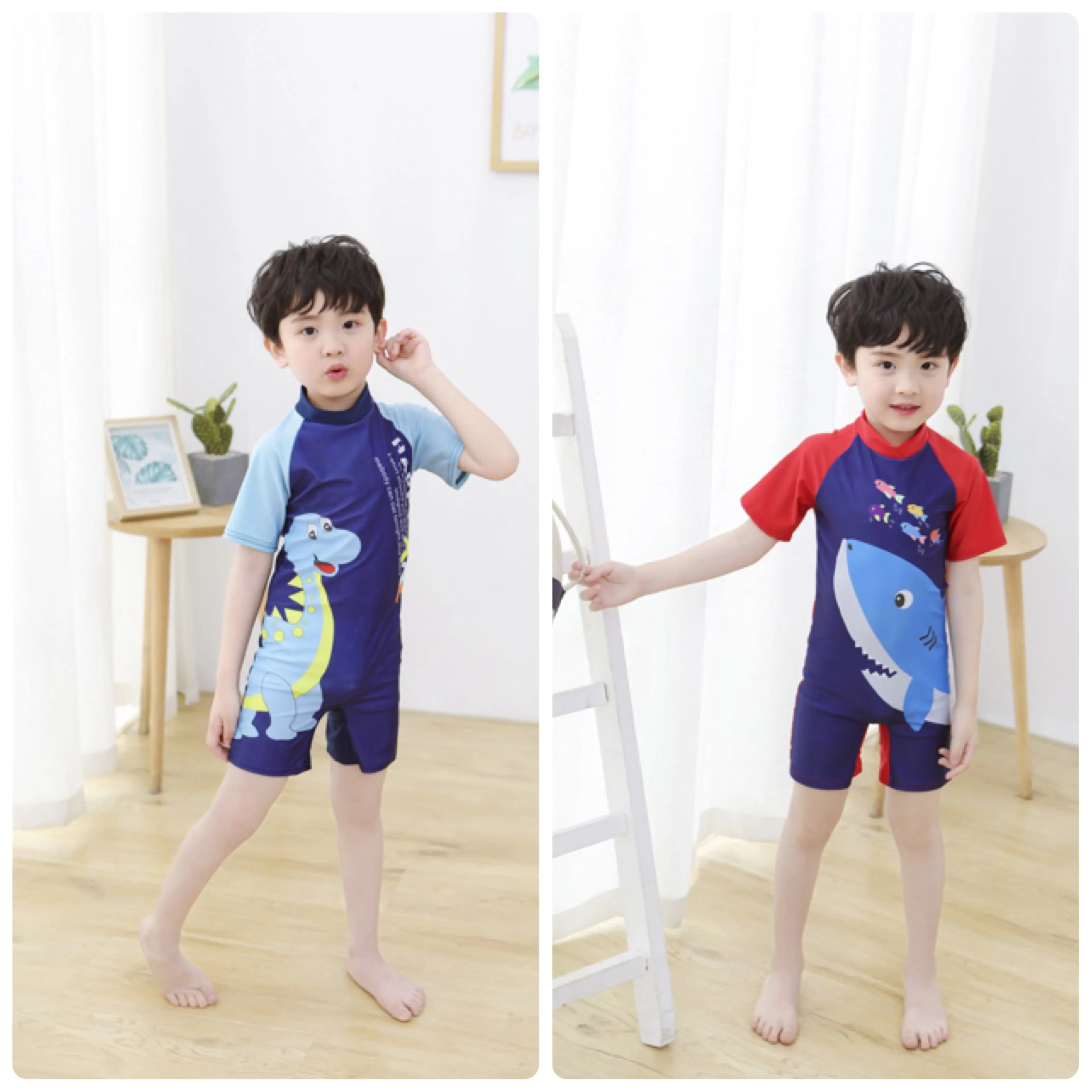 Baju renang anak laki laki swimsuit one piece diving dino shark import