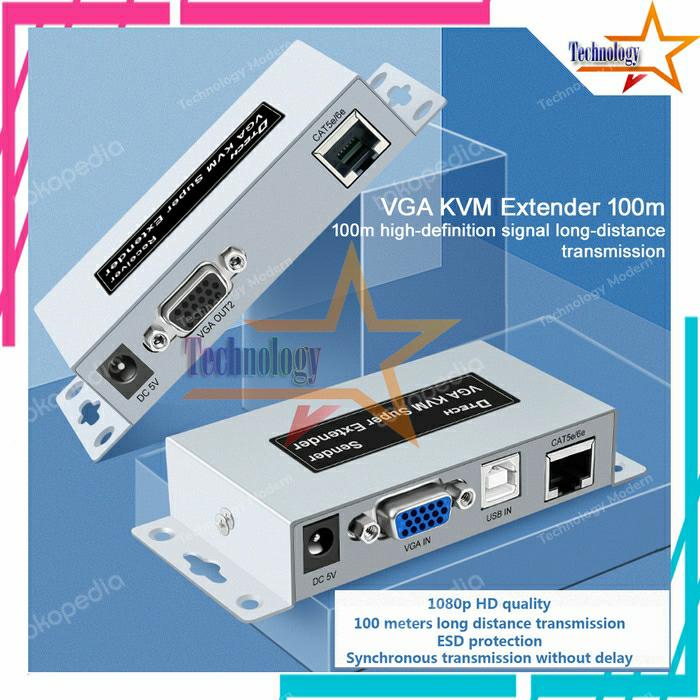 KVM+USB+EQ VGA Extender via UTP LAN CAT5E/6 Up 100 M with Smooth