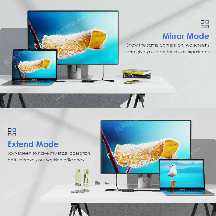 HDMI Extend 4 Monitor Display (Tampil Beda- Beda) USB 3.0 Multiview 4K 2