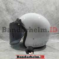 Gambar Helm bogo classic (khusus wanita muslimah / berjilbab) - Putih, helm+kc datar dari BANDARHELM Kota Bandung 4 Tokopedia