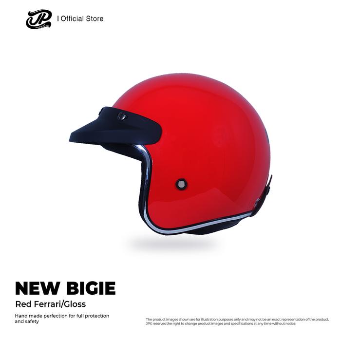 Gambar Helm Half Face Pria Wanita Bogo Harian Motor Matic Tebal Nyaman SNI JP Retro New Bigie Solid - Red Ferrari Gloss - L dari JPX HELMET Kab. Tangerang Tokopedia