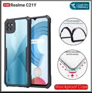 Case Compatible For Realme C21Y Soft Hard HD Transparan Casing Cover Fusion Crack Shockproof TPU Hitam Anti-Fall Ramping Ultra Tipis Bening Sarung Telepon Genggam Super Karet Bumper Tahan Guncangan
