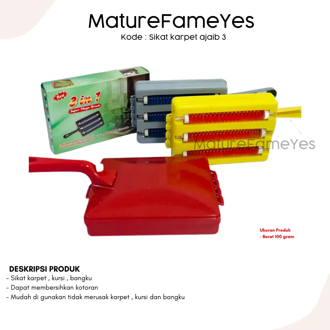 Sikat Karpet Ajaib 3 in 1 “ 3 sikat dalam 1 box “ + Gagang