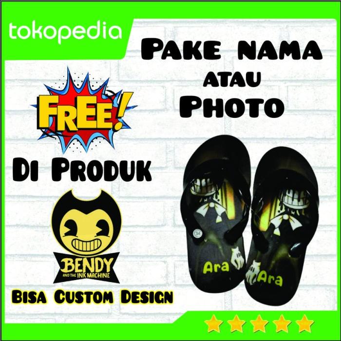 Gambar sandal jepit unik karakter bendy ink the machine dari CasalomaShop Kota Bandung Tokopedia