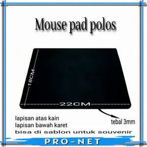 Mouse pad hitam polos 22 cm x 18 cm