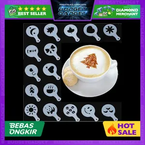 Cetakan Busa Foam Kopi Latte Art 16PCS JJYE01 Plastik Berkualitas 16 Desain Unik untuk Seni Latte Art