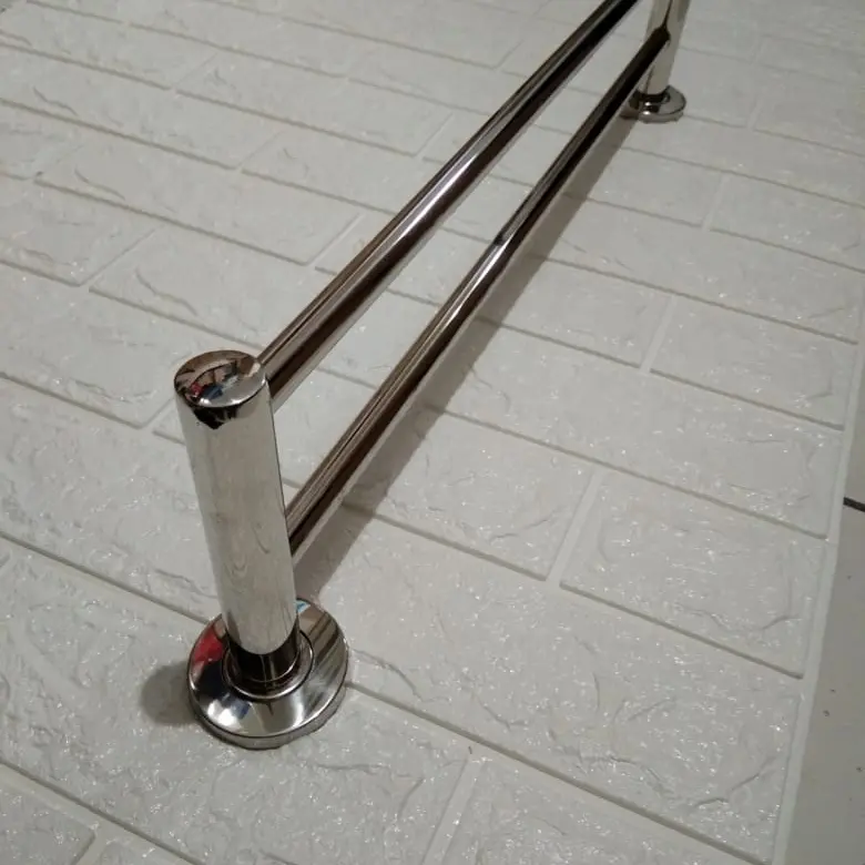 rak handuk bulat stainless 2 baris 60 cm