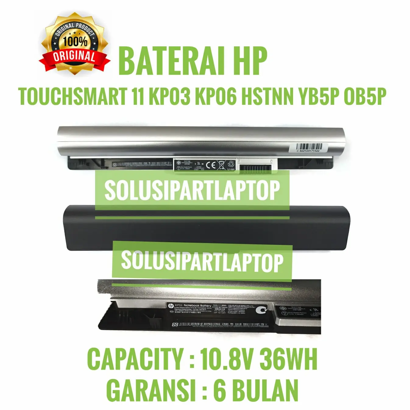 BATERAI HP TOUCHSMART 11 KP03 KP06 HSTNN YB5P ORI