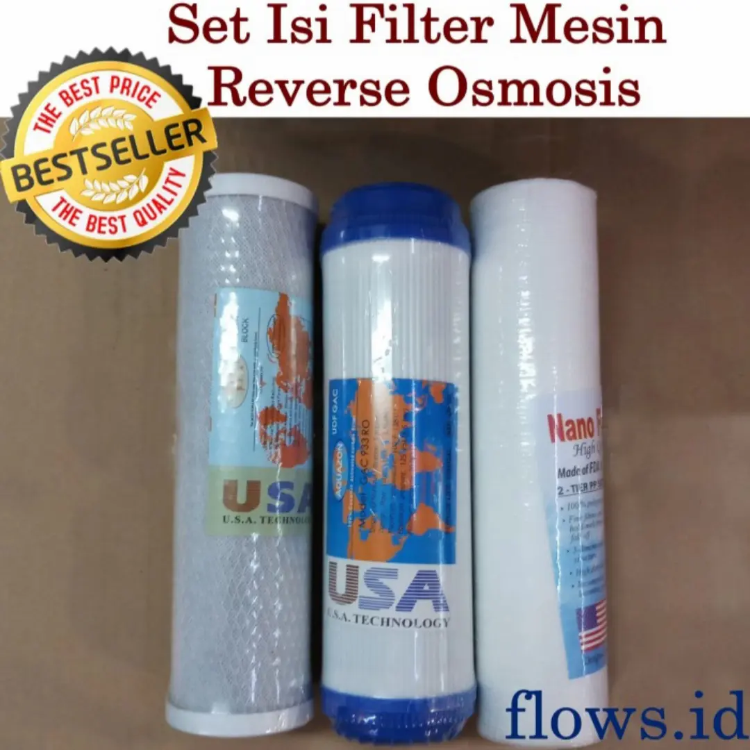 Set Isi Filter 1, 2, dan 3 Filter Mesin Reverse Osmosis RO 10 inch