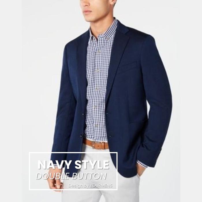 Gambar NI.KA.YU Blazer Pria Suit Casual Navy Style Slimfit High Quality Bahan Istimewa HIGH TWIST FULL FURING Double Button dari YOURMENS STORE Kota Bogor Tokopedia