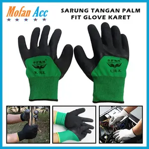 Sarung Tangan Karet Palm Fit Glove Mekanik Motor Hitam Safety Kerja