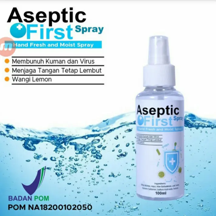 Hand Sanitizer Aseptic First Spray and Moisturizer 60, 100, 250, 500ml