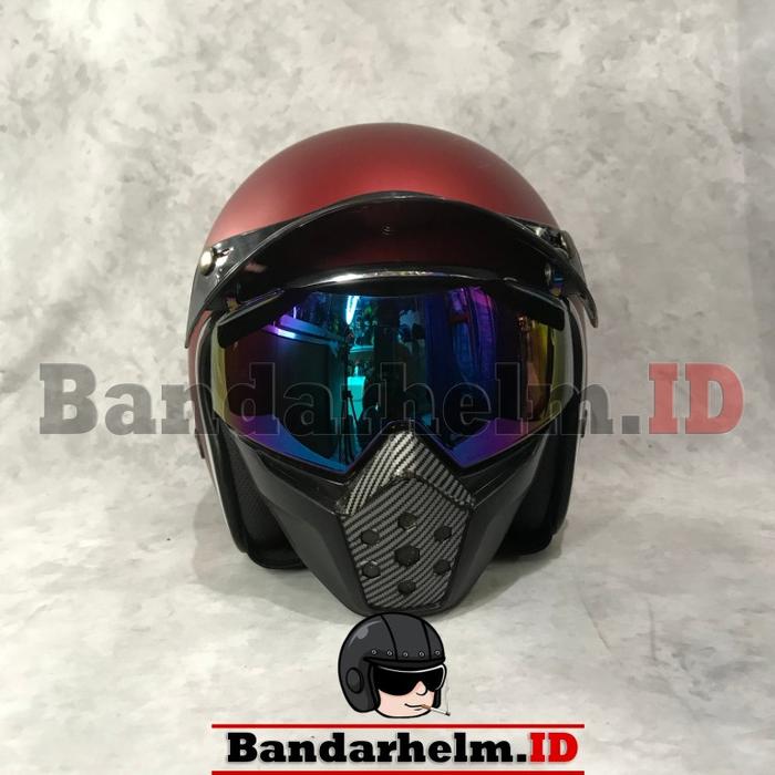 Gambar Google Mask Helm Bogo Rainbow / Cakil / Retro dari BANDARHELM Kota Bandung Tokopedia