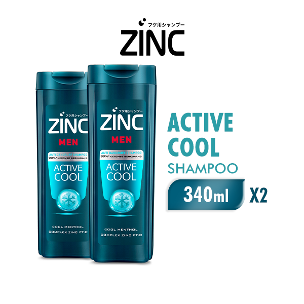 Gambar Zinc Men Shampoo Active Cool 340 ml x 2 pcs dari Wings Indonesia Kota Bekasi Tokopedia