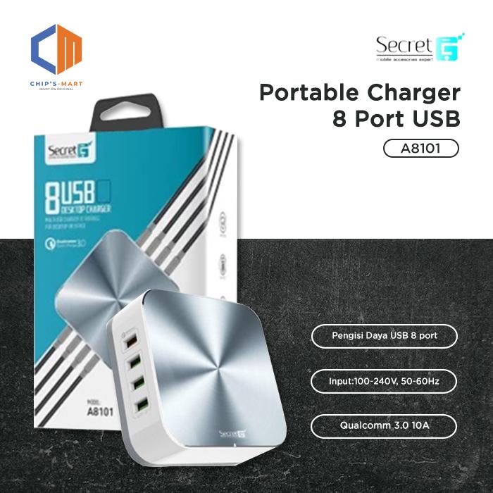 Gambar SECRET-G CHARGER portable 8port USB support Quick dan Fast charge dari CHIPSMART SEMARANG Kota Semarang Tokopedia