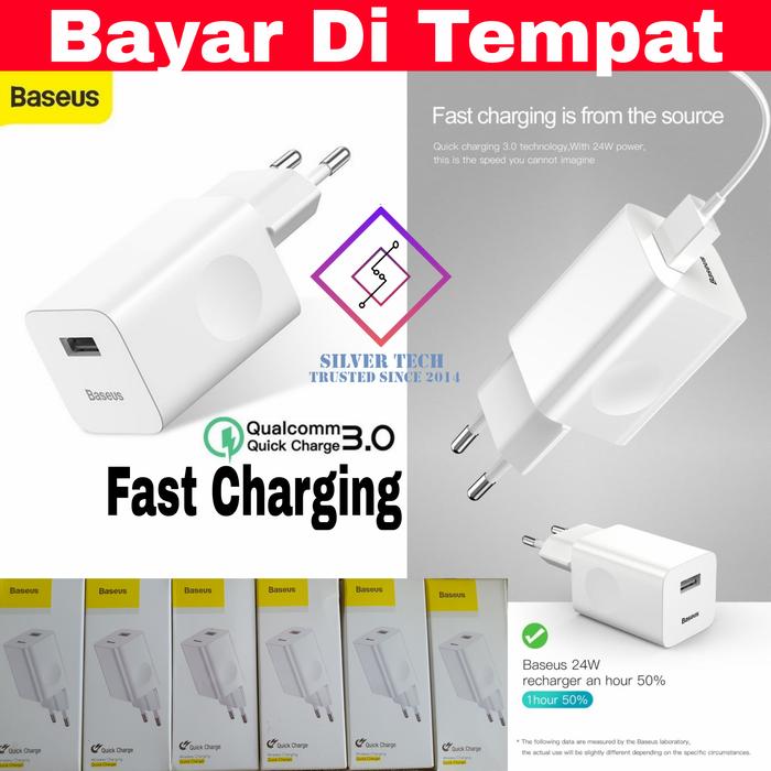 Gambar Baseus Charger 24W Quick Charger Qualcomm 3.0 Amp USB Fast Charging dari silvertech Kab. Tangerang Tokopedia