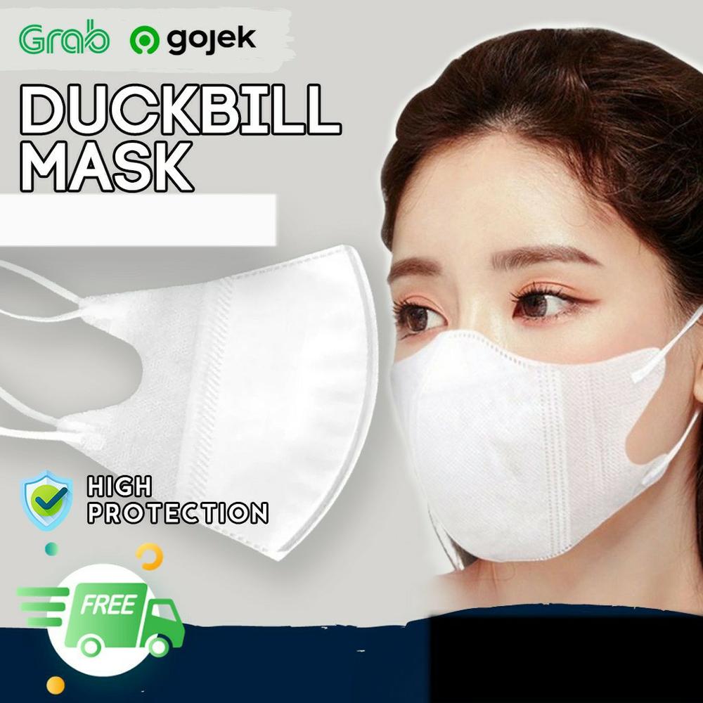 Masker Duckbill Premium Earloop 3ply Duckbil Bergaris 3D Mirip Sensi - 10pcs