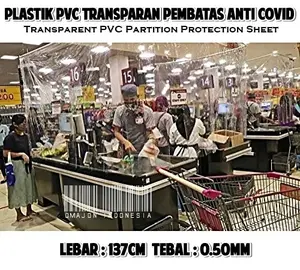 Plastik Mika Super Bening Sekat Covid Pembatas Kasir 137cm 0.50mm