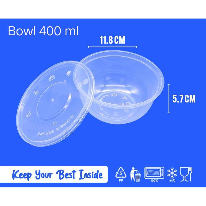 Gambar (25pcs) MANGKUK PLASTIK 400 ML/BOWL/KOTAK PLASTIK BULAT/THINWALL dari Bebek B3Jo Kota Tangerang Tokopedia