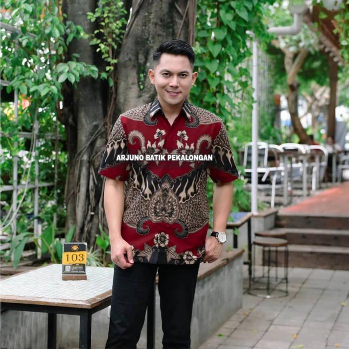 Gambar Kemeja Baju Batik Pria lengan panjang pendek modern Lapis Furing TE007 dari Arjuno_batik Kota Administrasi Jakarta Pusat Tokopedia