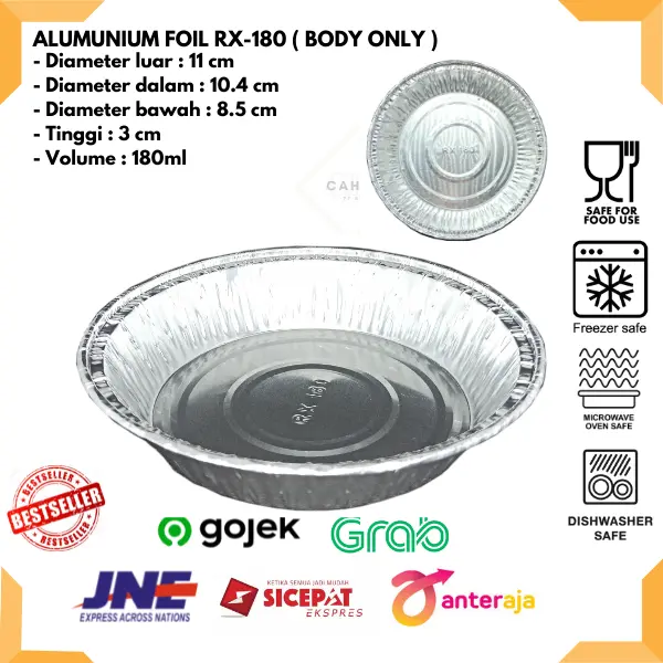 ALUMUNIUM FOIL CUP RX 180 / ALUMUNIUM FOIL TRAY / READY STOCK -DIJAMIN
