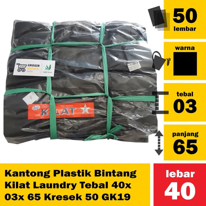 Gambar A15 - Kantong Plastik Bintang Kilat Laundry Tebal 40x 03x 65 Kresek 50 - Hitam dari Grosir Kresek Kota Surabaya 5 Tokopedia