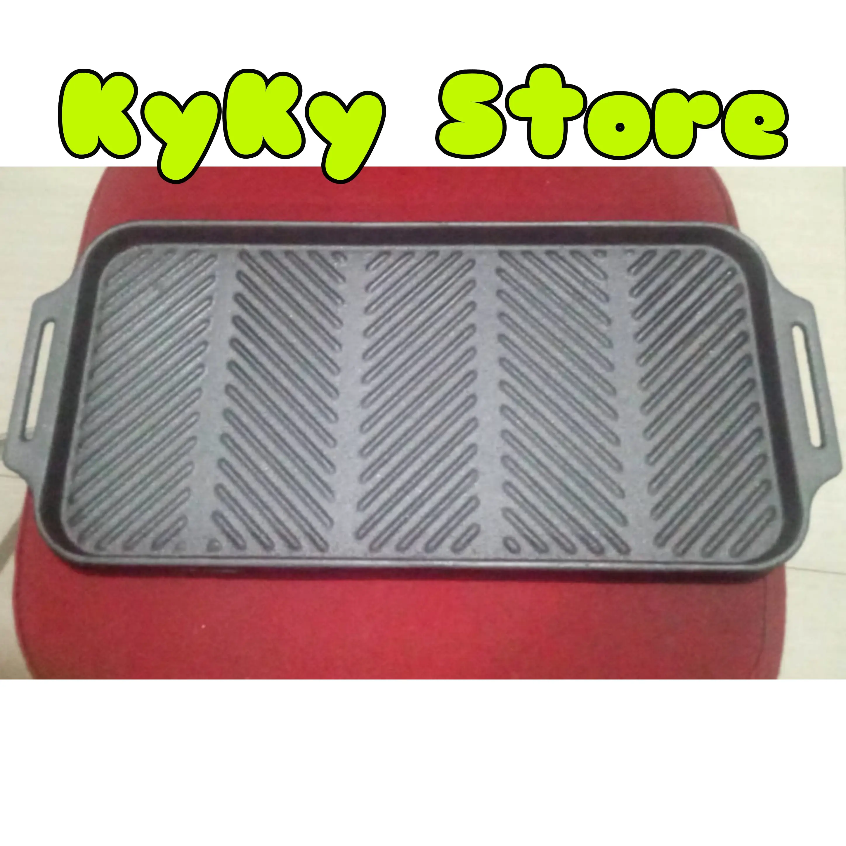Alat Panggangan BBQ Steak - Serving Grill Pan Garis Grand Cast Iron