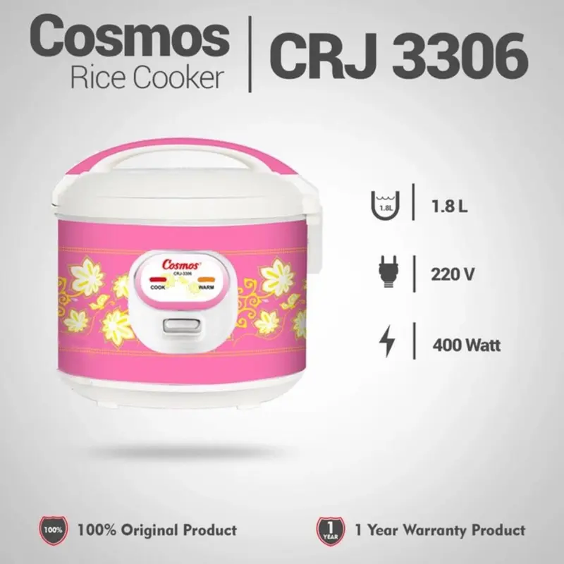 COSMOS CRJ 3306 MAGIC COM 1.8Liter /RICE COOKER 3 in 1 2