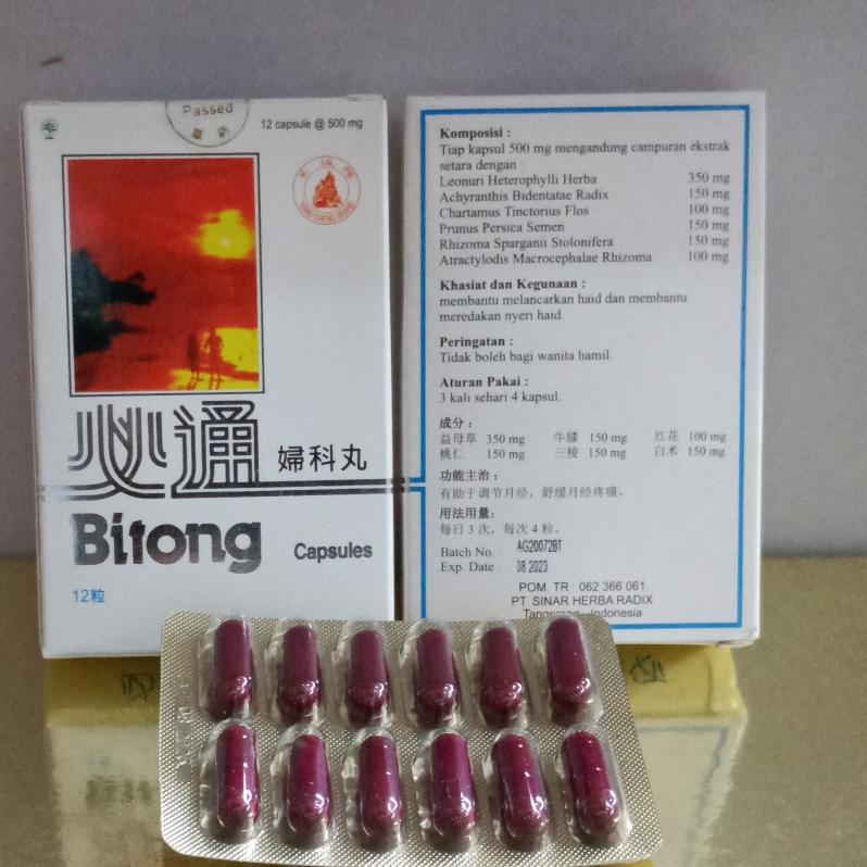 bitong capsules obat melancarkan haid dan nyeri haid original isi 12.s