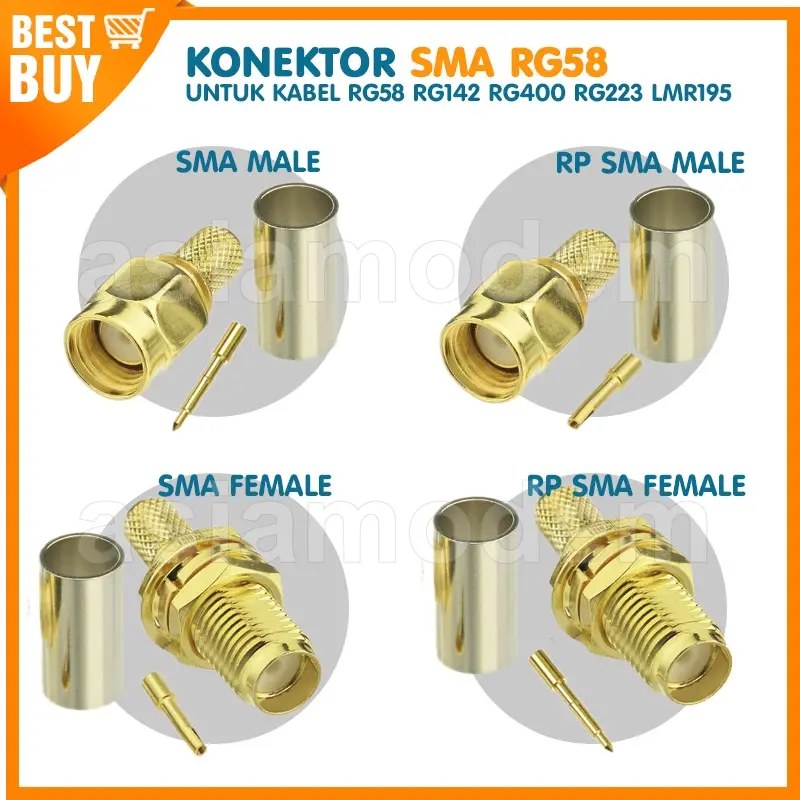 Konektor RP SMA Male Female Connector Kabel RG58 RG142 LMR195 RG303