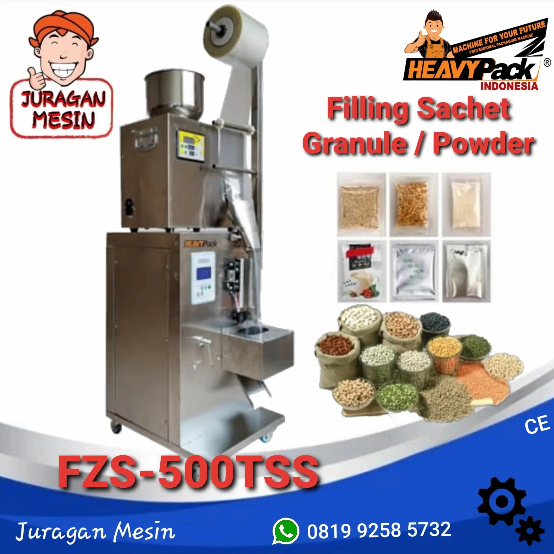 Mesin Packing/Kemas Sachet Otomatis Bubuk/Powder FZS-500TSS HEAVYPACK