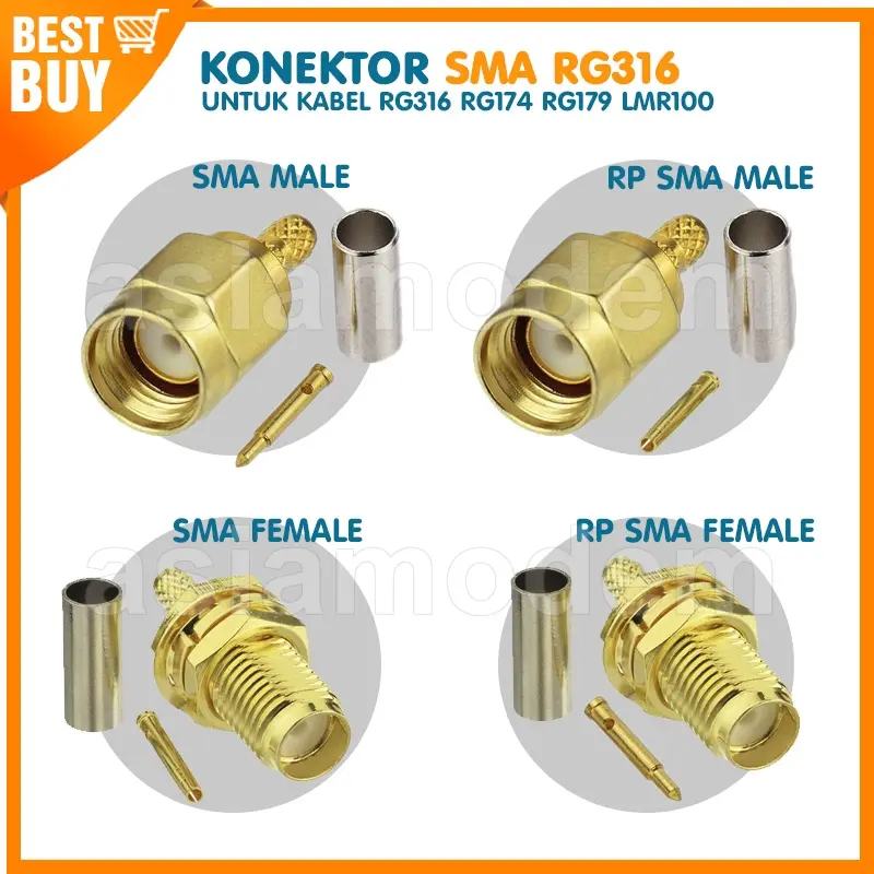 Konektor RP SMA Male Female Connector Kabel RG316 RG174 RG179 LMR100