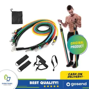 Power Resistance Band 11 Pcs Set Tali Tarik Karet Gym Yoga Fitness ORI