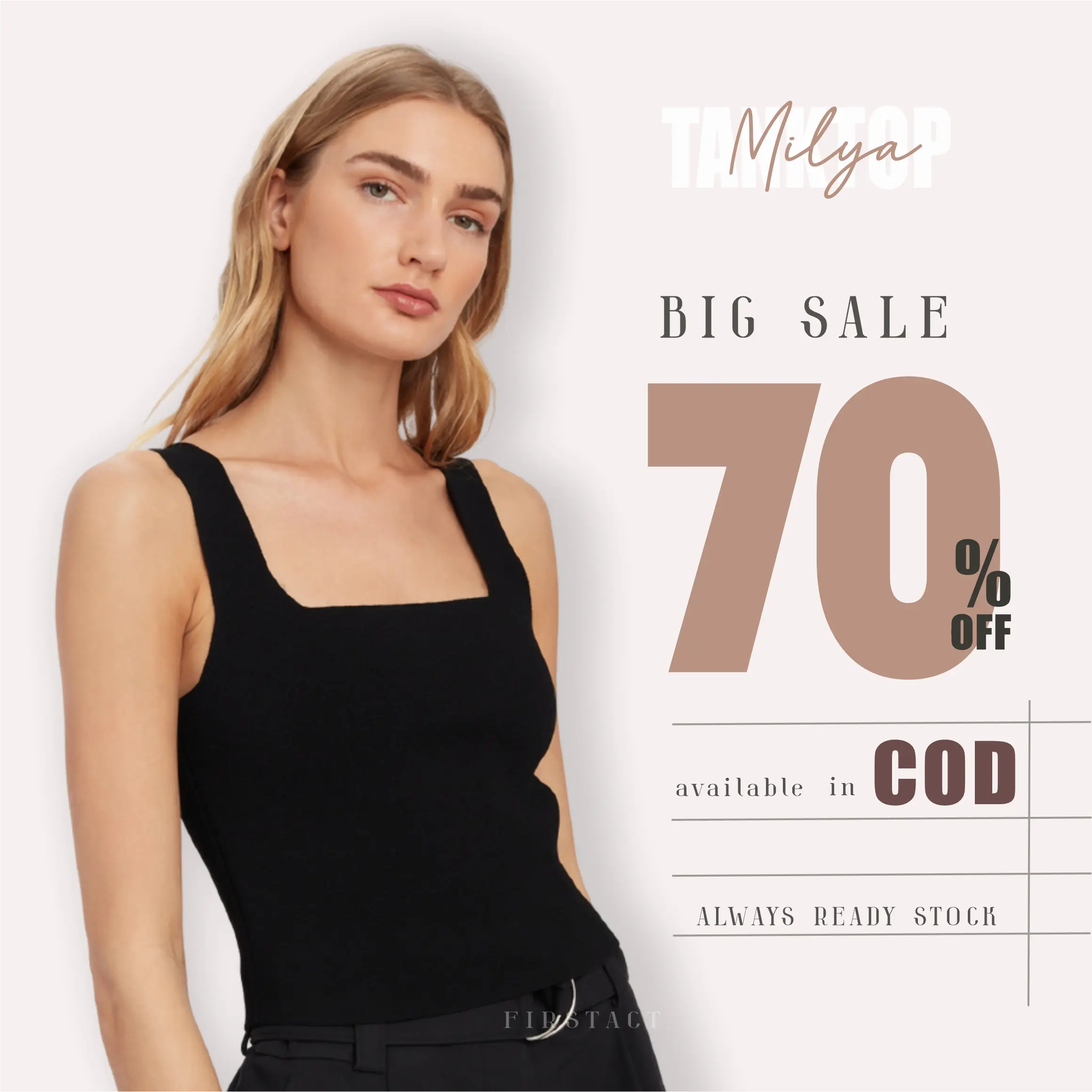 Tangtop Square Tali Besar Firstact Tank Top Wanita Polos Korea