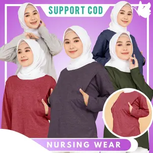 Kaos Busui Khusus Menyusui Baju Nyaman Lengan Panjang Wanita