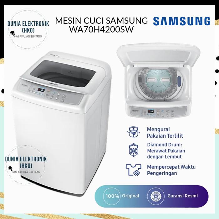 Gambar MESIN CUCI SAMSUNG WA70H4200SW 7 KG TOP LOADING DIAMOND DRUM WOBBLE dari Dunia Elektronik Mall Kota Bekasi Tokopedia
