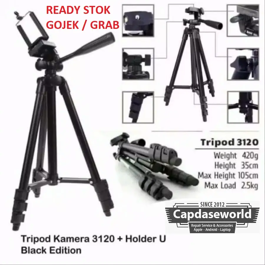 Tripod Hp Kamera Weifeng 3120 Free Holder U Hitam tinggi 1meter