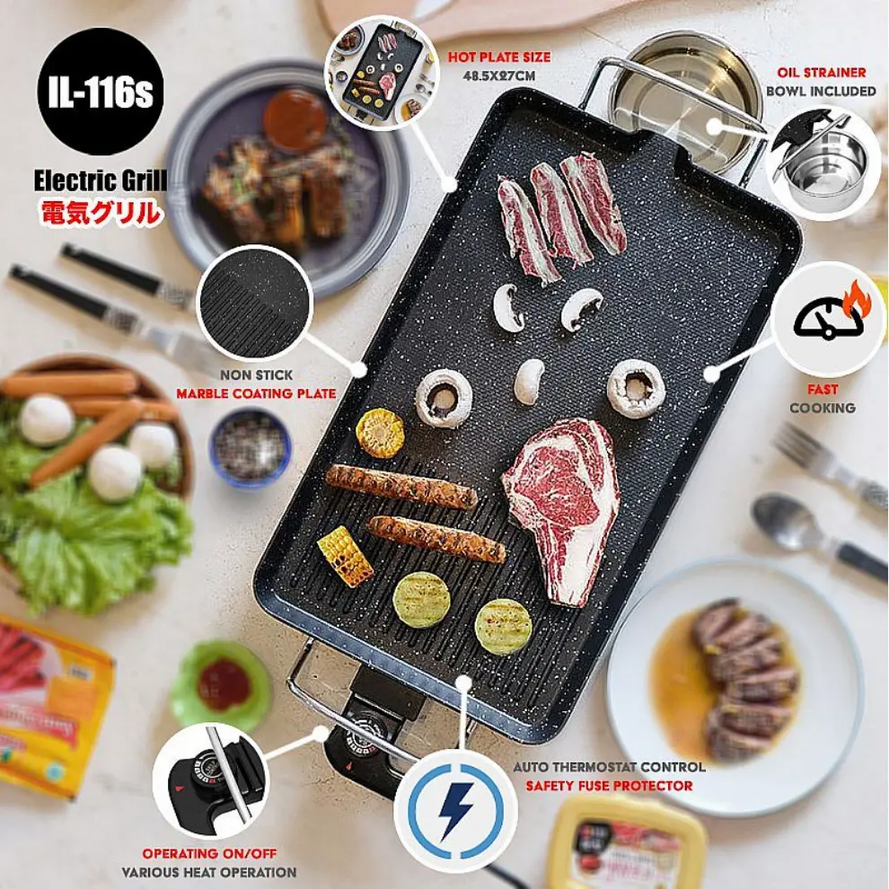 Electric Grill - Grill panggang Listrik Idealife IL-116s